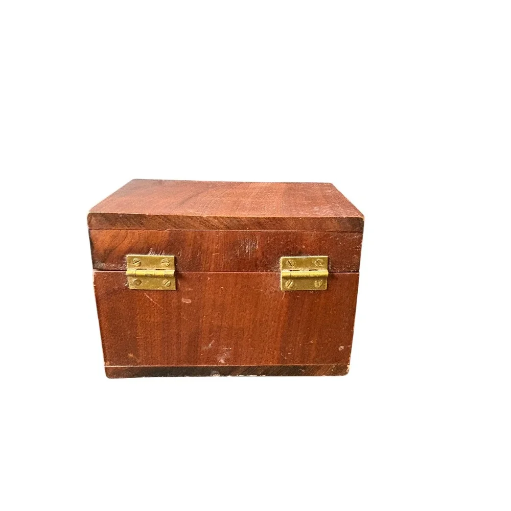 Vintage Wooden Recipe Box Rustic Farmhouse Kitchen Index Card Storage‎ Box